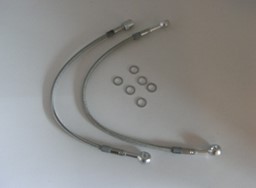 Show details for Stahlflex Bremsleitung Set mit ABE / 2 teilig silber flacher Lenker Honda CB 400 500 750 Four Picture of Stahlflex Bremsleitung Set mit ABE / 2 teilig silber flacher Lenker Honda CB 400 500 750 Four