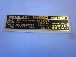 Show details for Aufkleber Schutzblech hinten Reifendruck CB 350 Four Picture of Aufkleber Schutzblech hinten Reifendruck CB 350 Four