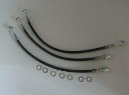 Bild von Stahlflex Bremsleitung Set mit ABE / 3 teilig doppelte Scheibe schwarz hoher Lenker Honda CB 400 500 750 Four