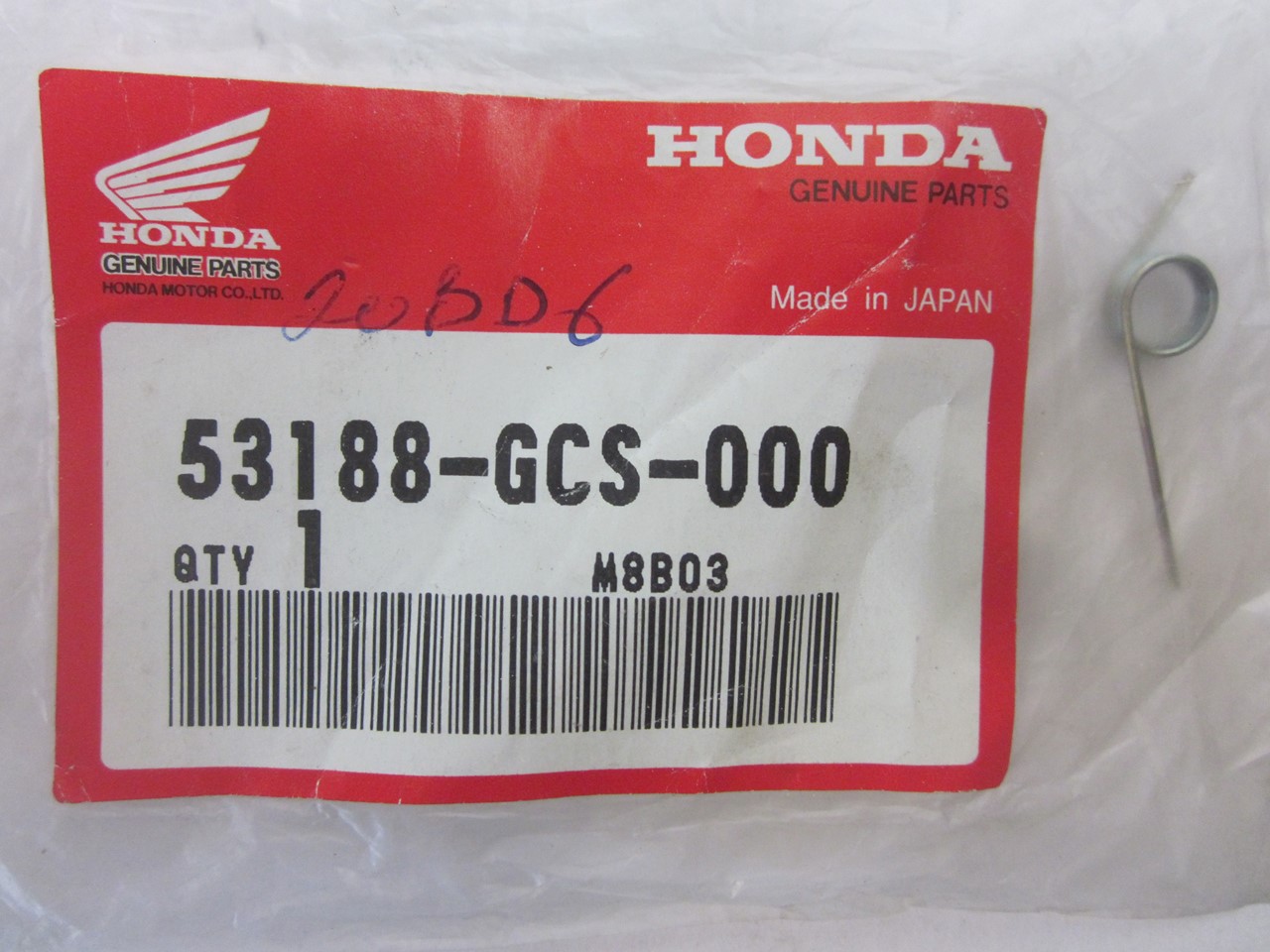Picture of SPG,BRK LOCK LEVE  53188-GCS-000  NH 50 W