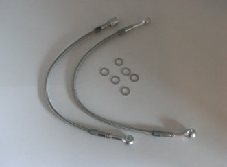 Picture of Stahlflex Bremsleitung Set mit ABE / 2 teilig silber flacher Lenker Honda CB 400 500 750 Four