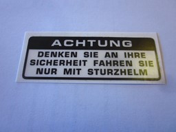 Picture of Tankaufkleber Achtung Denken Sie an ....